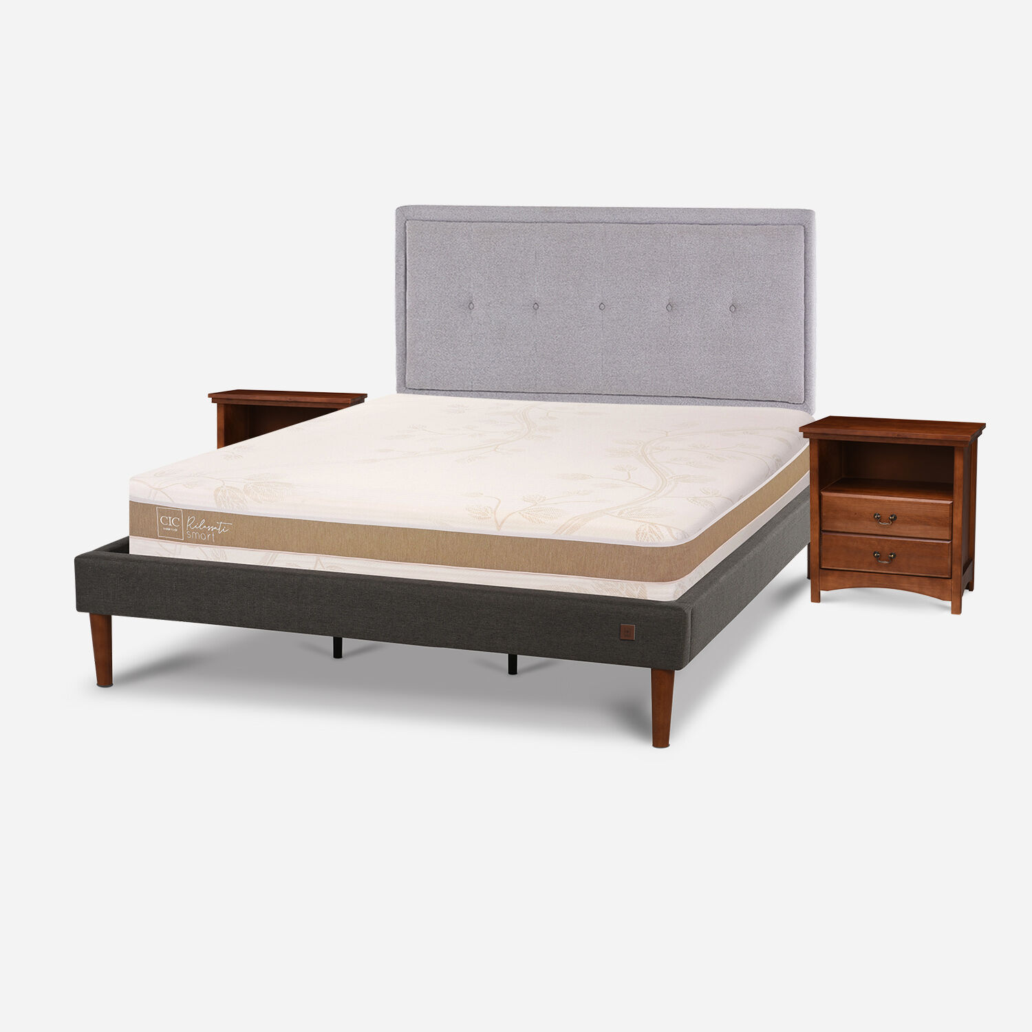 Cama Europea Curve King Rilassati Infinity + Set Ganges