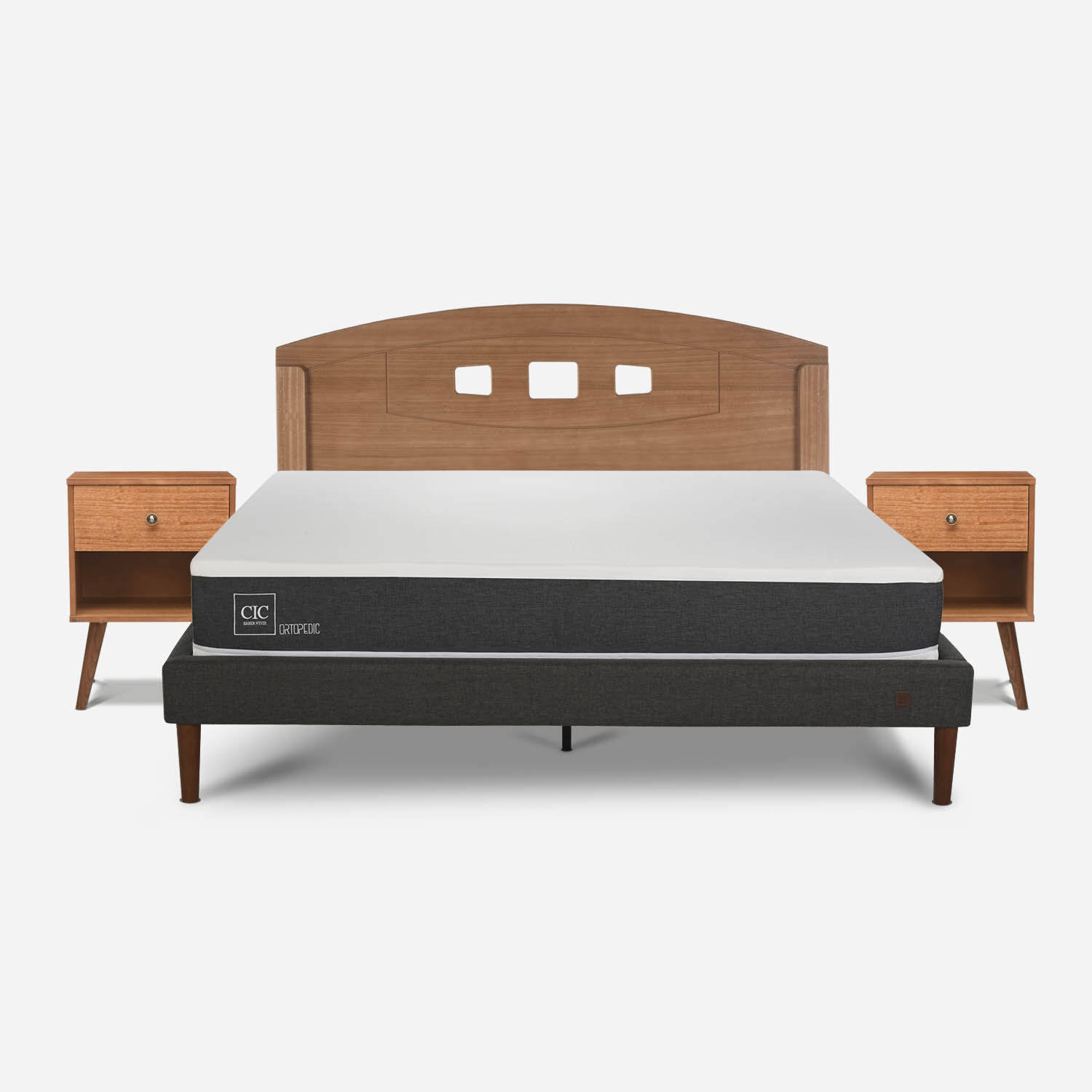 Cama Europea Curve 2 Plazas Ortopedic + Set Gales Caramel