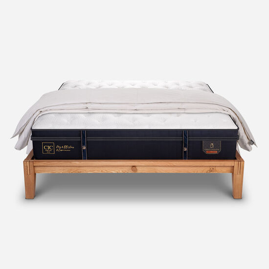 Cama Oak King Grand Premium + Plumón 100% Pluma Ganso