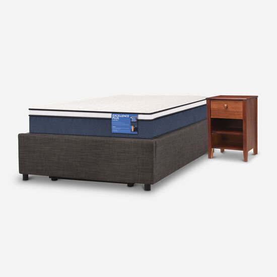 Cama Space Box 1.5 Plazas Excellence Plus + Velador New Torino