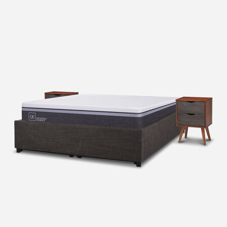 Cama Space Box 2 Plazas Ortopedic Advance + Velador N&iacute;ger