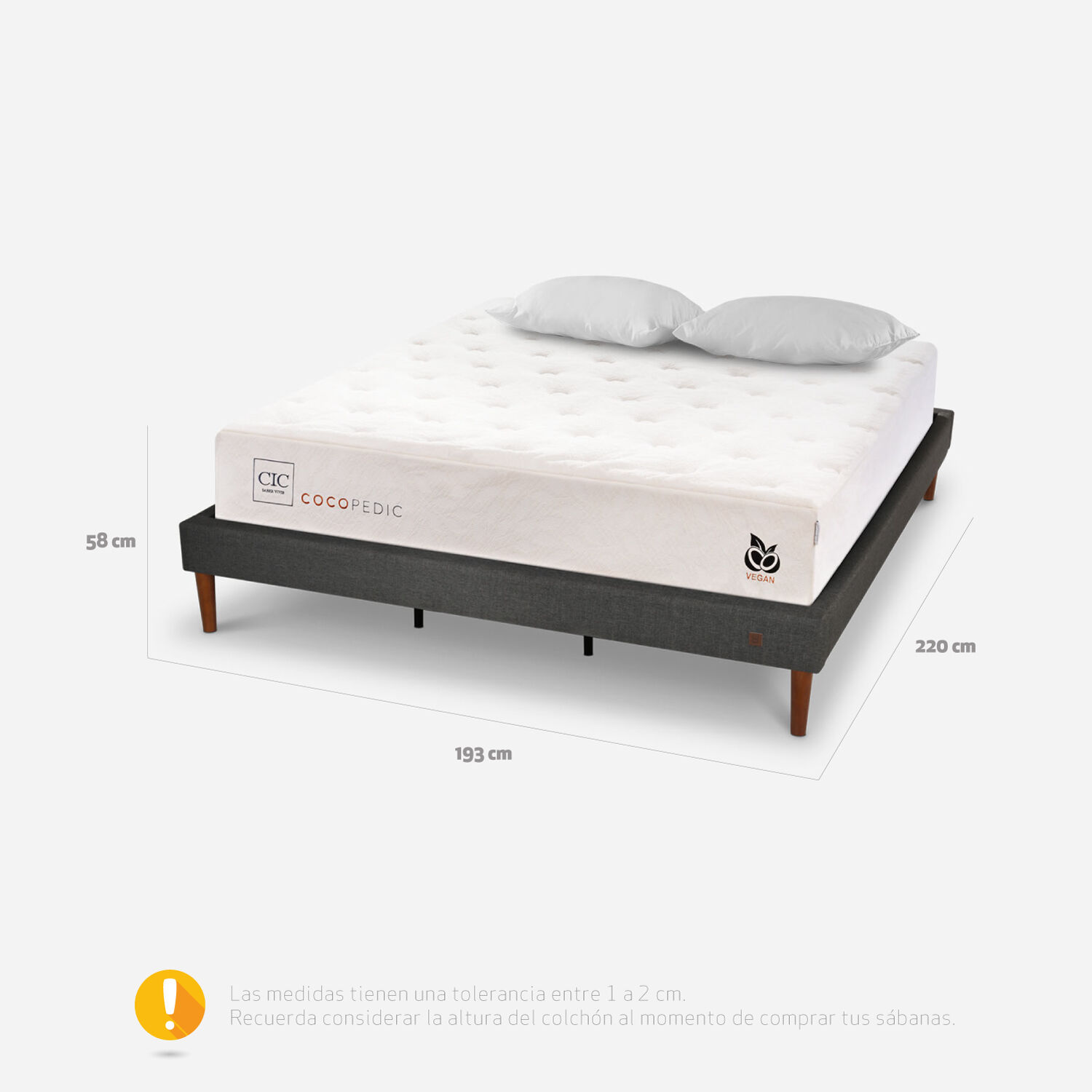 Cama Europea Curve King Cocopedic + Almohadas