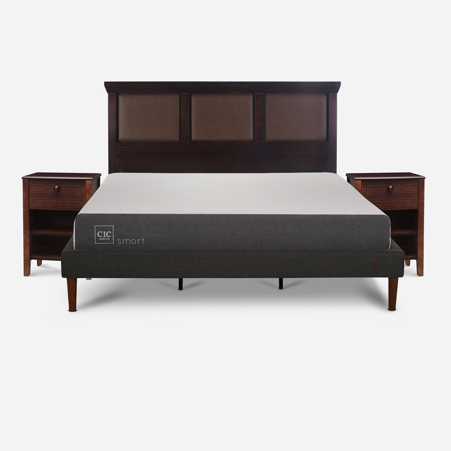 Cama Europea Curve King Smart + Set Torino Chocolate