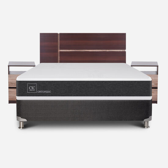 Box Spring 2 Plazas Ortopedic Base Normal 5 Zonas + Set Enio