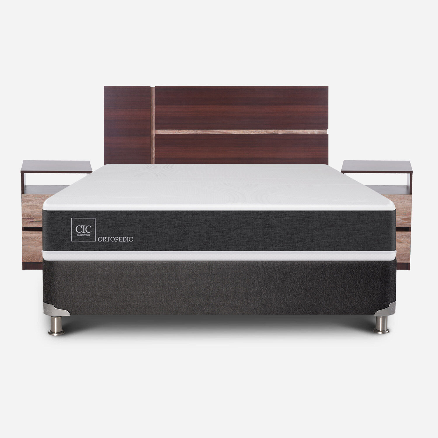 Box Spring 2 Plazas Ortopedic Base Normal 5 Zonas + Set Enio