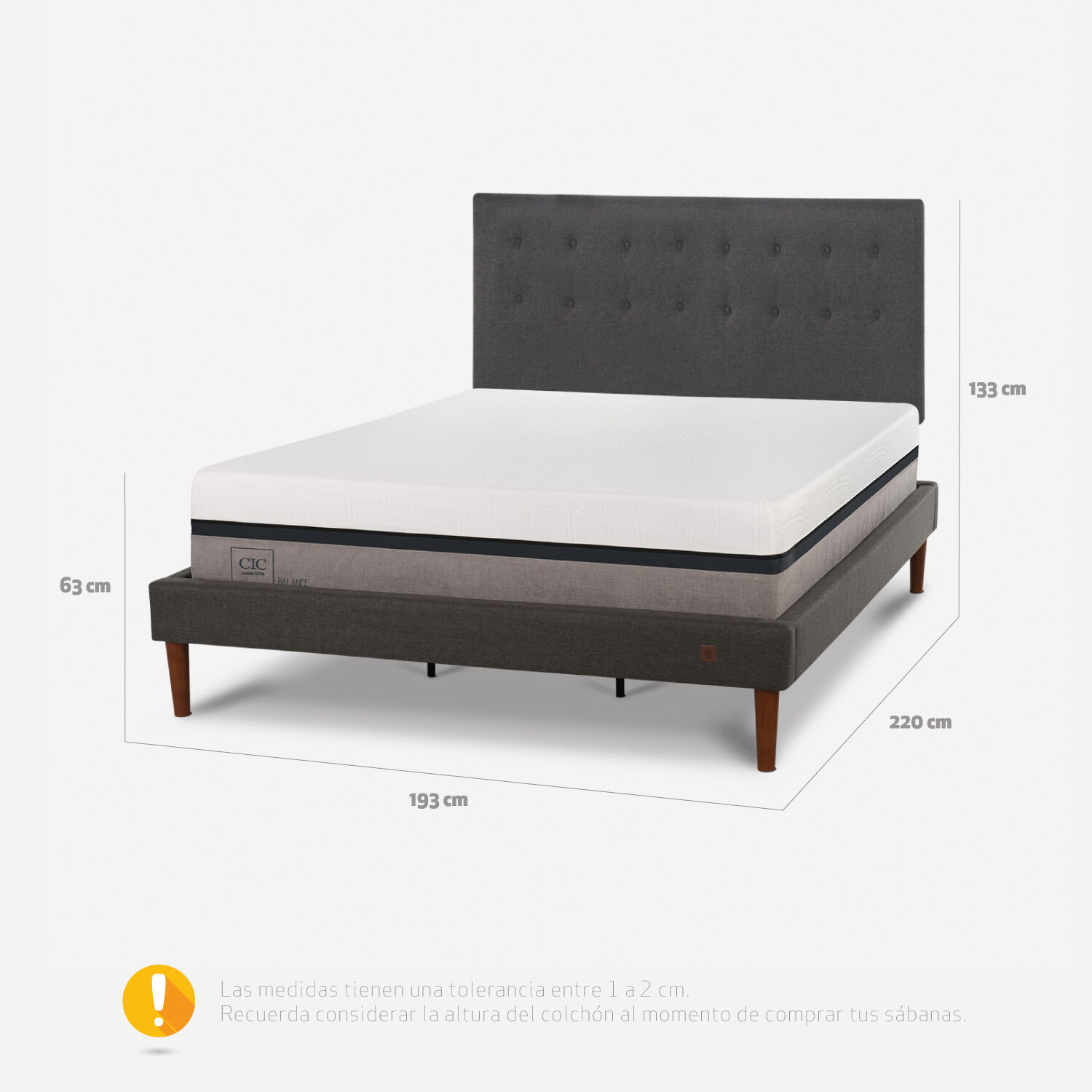 Cama Europea Curve King Balance + Respaldo &Eacute;ufrates