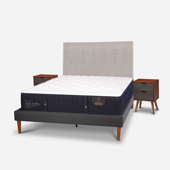 Cama Europea Curve 2 Plazas Premium + Set Tigris