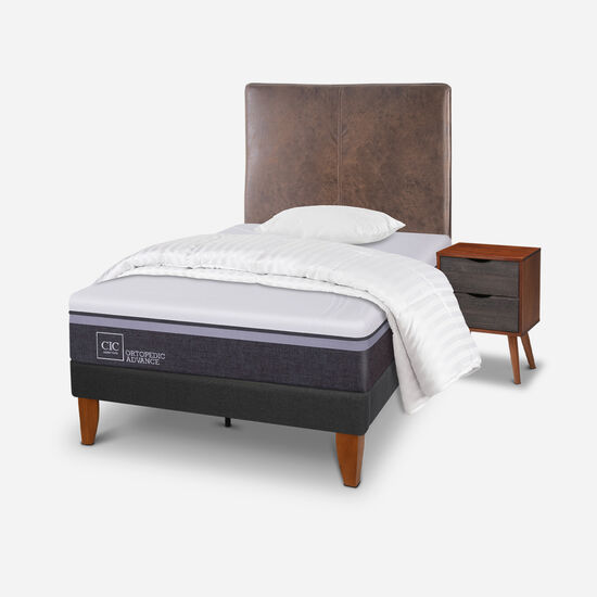 Cama Europea Curve 1.5 Plazas Ortopedic Advance + Set Baker + Almohada + Plumón