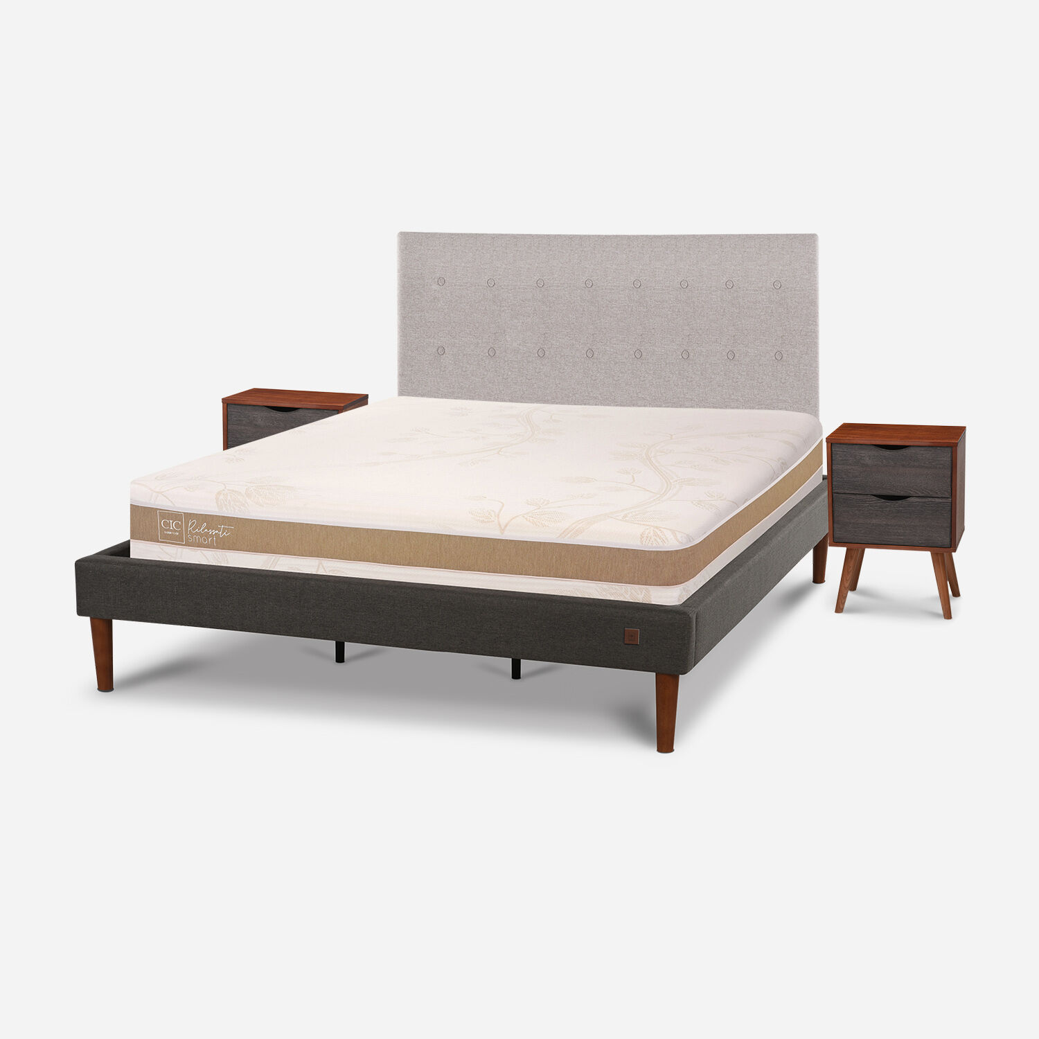 Cama Europea Curve King Rilassati Infinity + Set Tigris