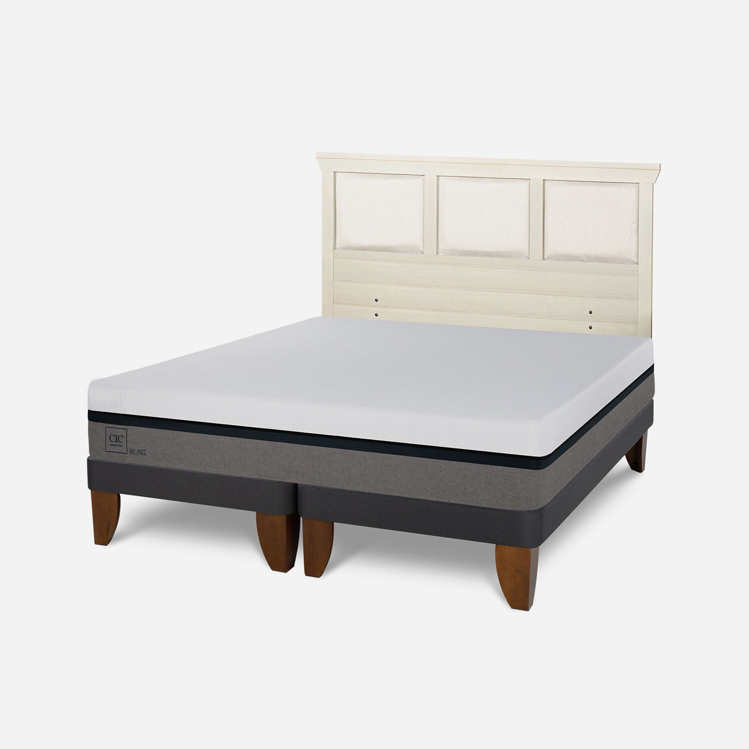 Cama Europea 2 Plazas Balance Base Dividida + Respaldo Torino Alpino