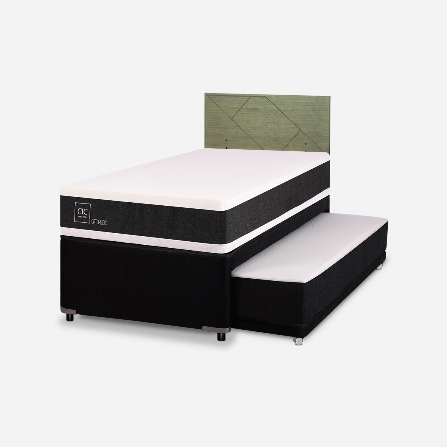 Cama Nido Div&aacute;n Ortopedic + Respaldo Villarrica Olivo