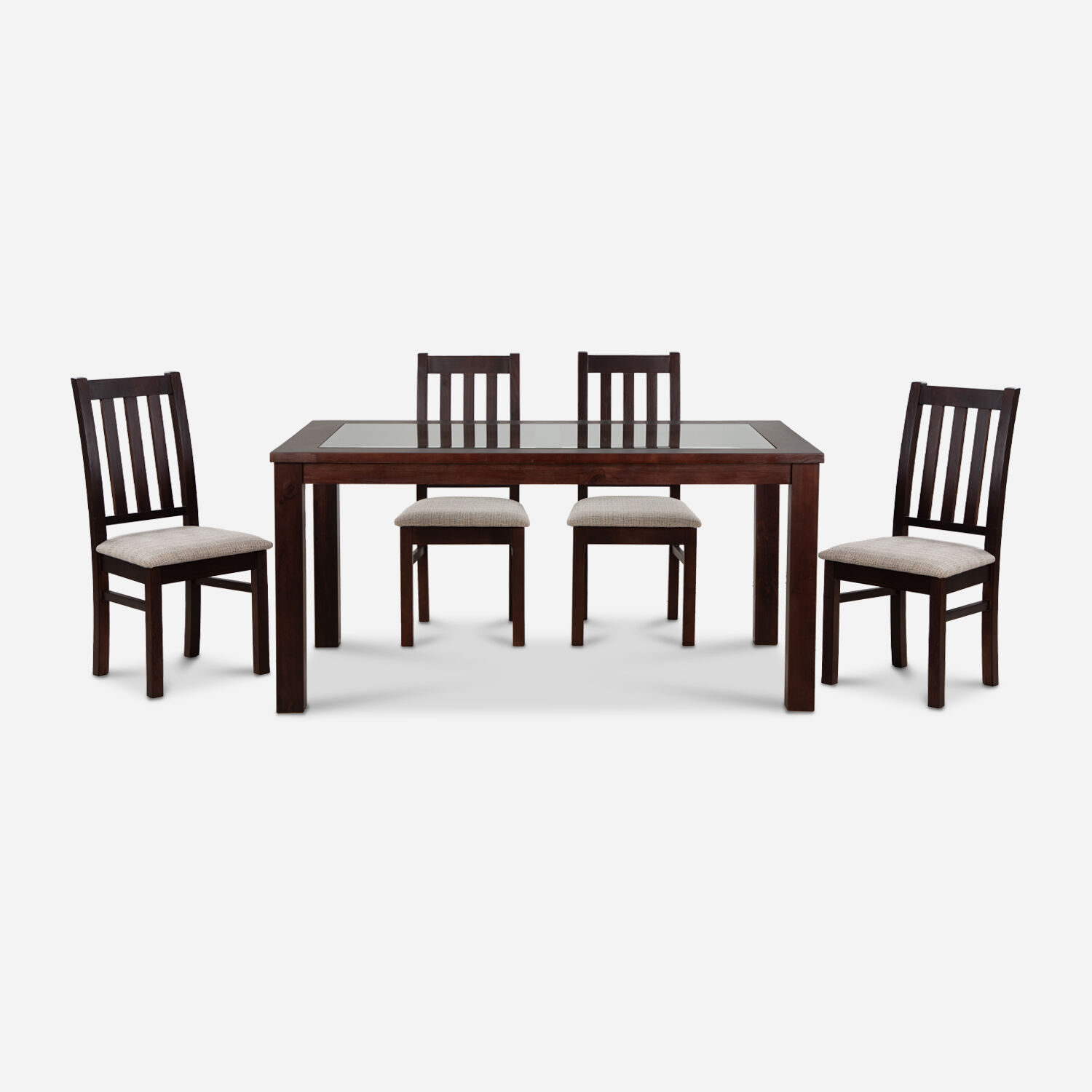 Comedor de Vidrio 6 Sillas &Ntilde;uble Chocolate - Beige