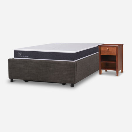 Cama Space Box 1,5 Plazas Ortopedic + Velador Torino Caramel