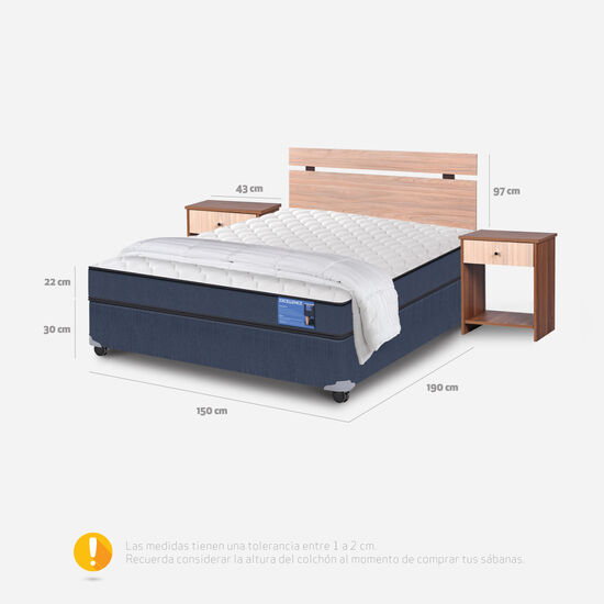 Cama Americana 2 Plazas Excellence + Set Olmo + Plumón
