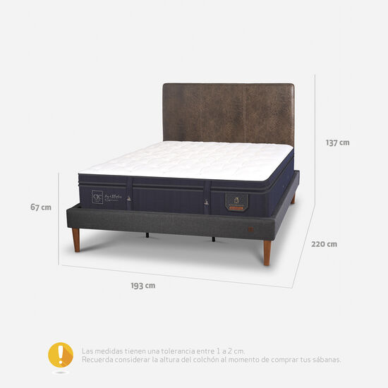 Cama Europea Curve King Super Premium + Respaldo Baker