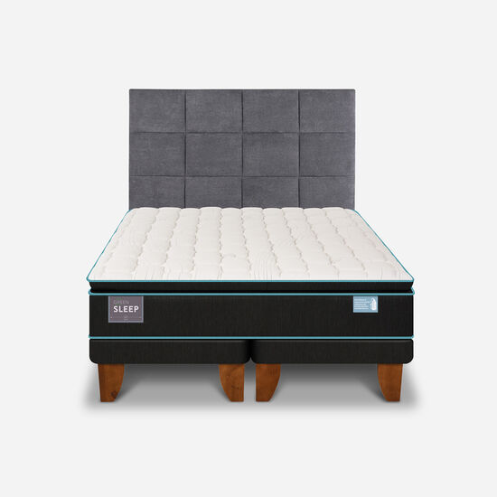 Cama Europea King Green Sleep + Respaldo Támesis