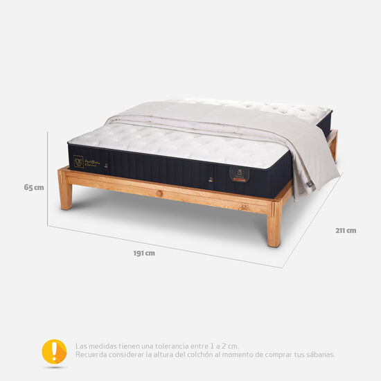Cama Oak King Premium + Plumón 100% Pluma Ganso