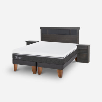 Cama Europea 2 Plazas Ortopedic Advance Base Dividida + Set Dubl&iacute;n Gris