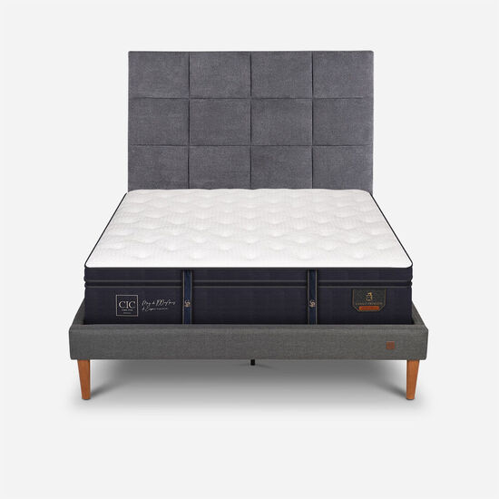 Cama Europea Curve 2 Plazas Grand Premium + Respaldo Támesis
