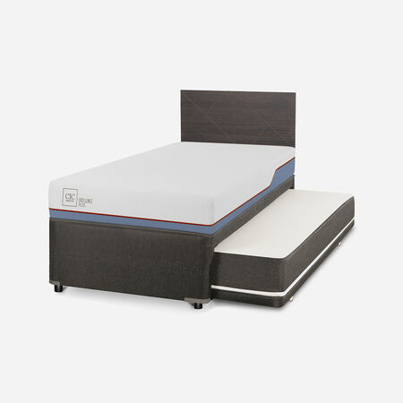 Cama Nido Div&aacute;n Excellence Plus + Respaldo Villarrica Gris
