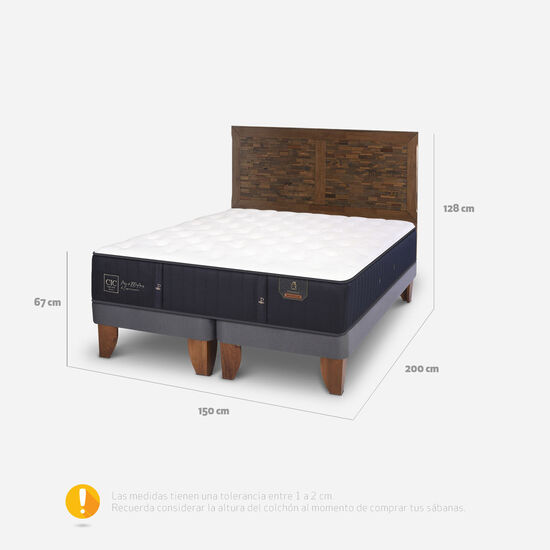 Cama Europea 2 Plazas Premium Base Dividida + Respaldo Antique