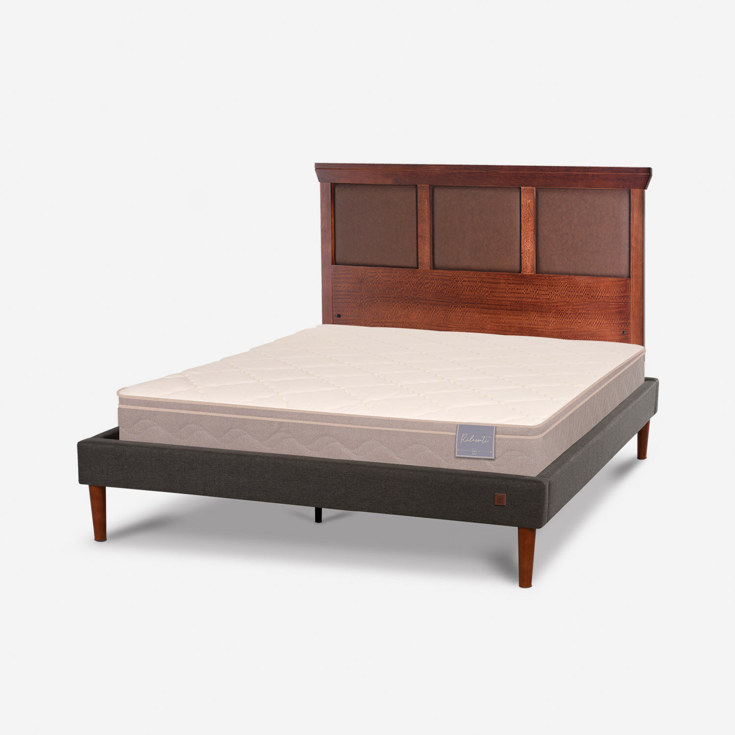 Cama Europea Curve 2 Plazas Rilassati + Respaldo New Torino Caramel