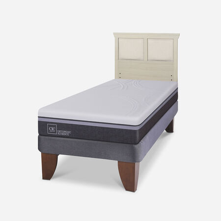 Cama Europea 1,5 Plazas Ortopedic Advance + Respaldo Torino Alpino