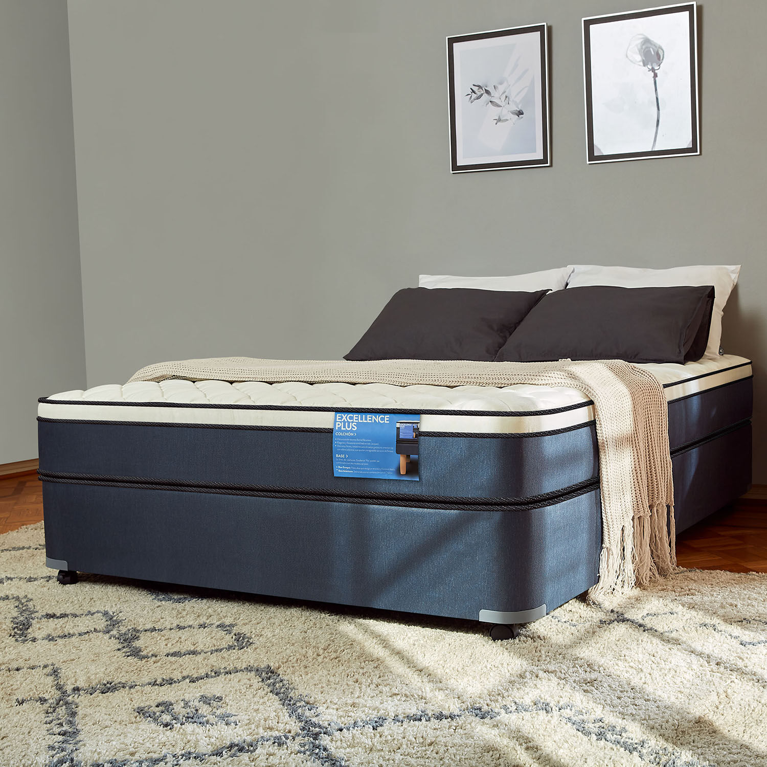 Cama Americana 1 Plaza Excellence Plus + Almohada Viscoel&aacute;stica