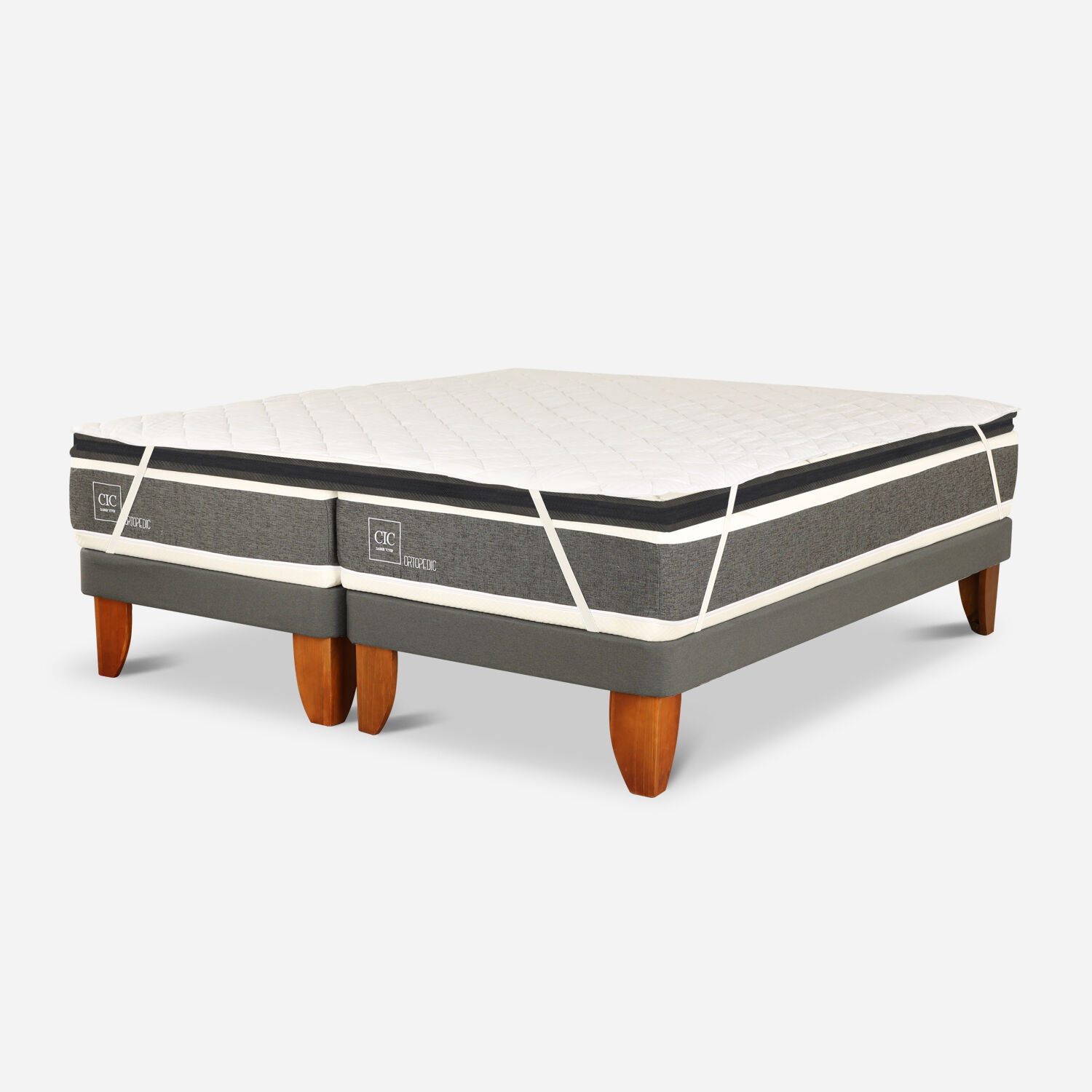 Dúplex Cama Europea 1 Plaza Ortopedic + Topper Premium + Cubrecolchón