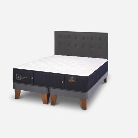 Cama Europea 2 Plazas Premium Base Dividida + Respaldo Éufrates