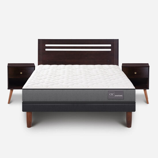Cama Europea 2 Plazas Anatomic Base Normal + Set Múnich