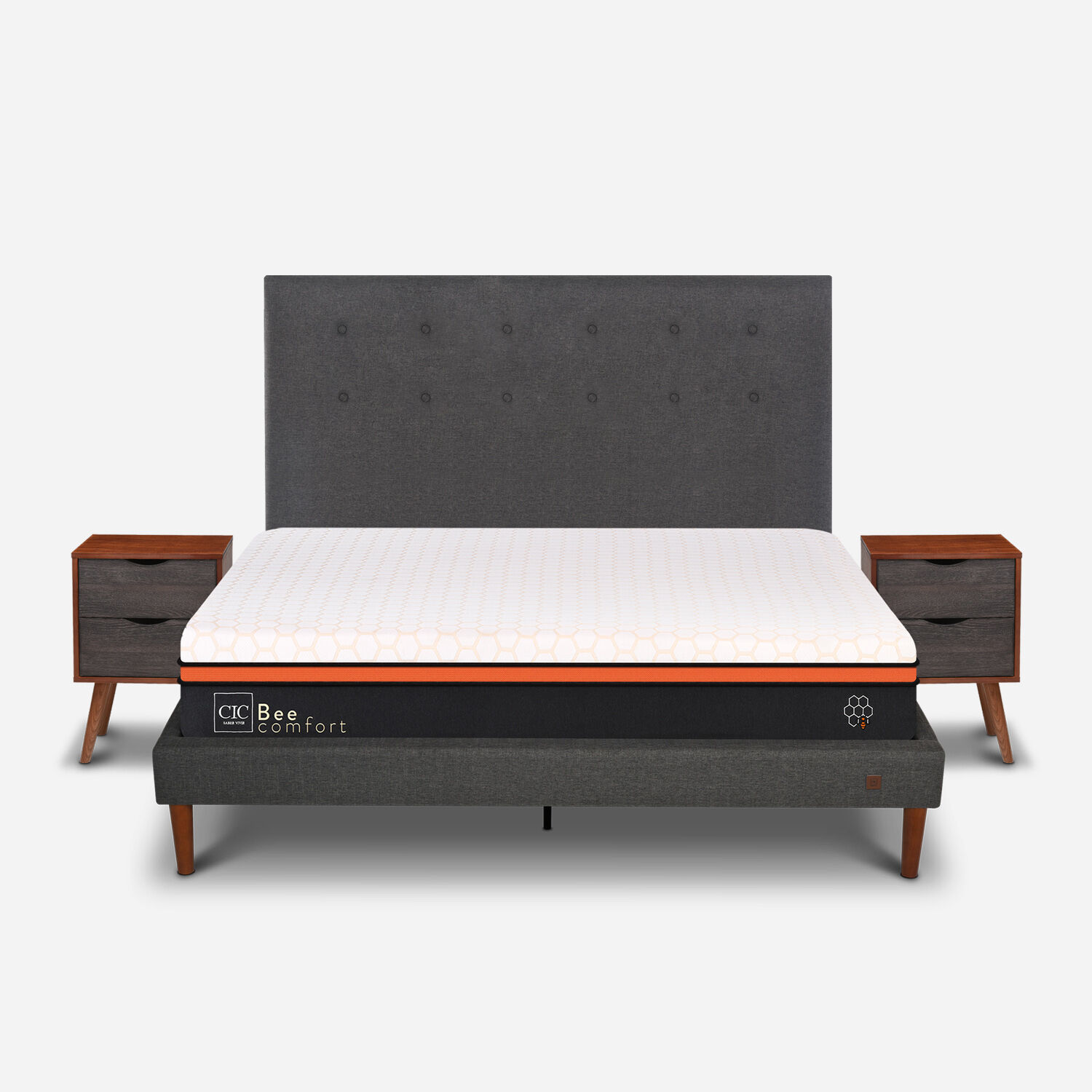 Cama Europea Curve 2 Plazas Bee Comfort + Set &Eacute;ufrates