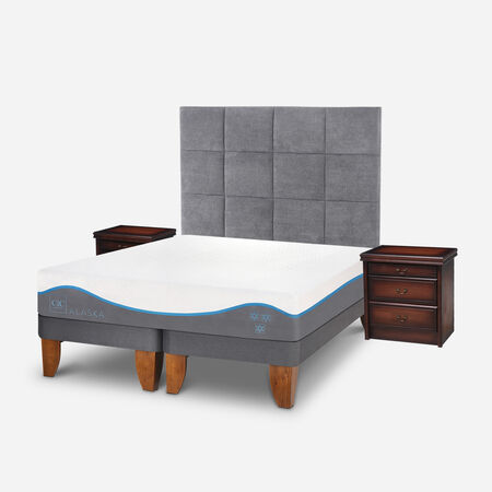 Cama Europea 2 Plazas Alaska Base Dividida + Set T&aacute;mesis