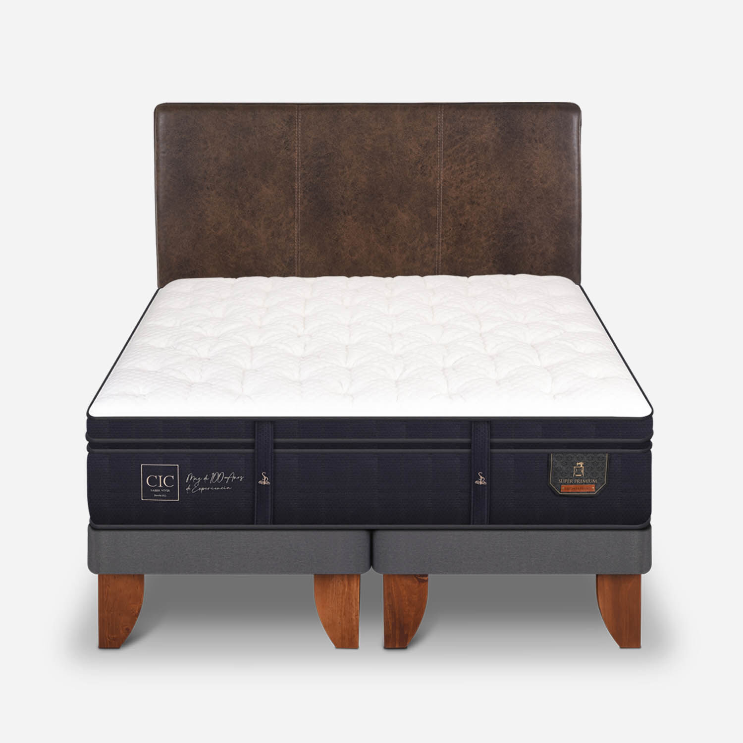 Cama Europea 2 Plazas Super Premium Base Dividida + Respaldo Baker