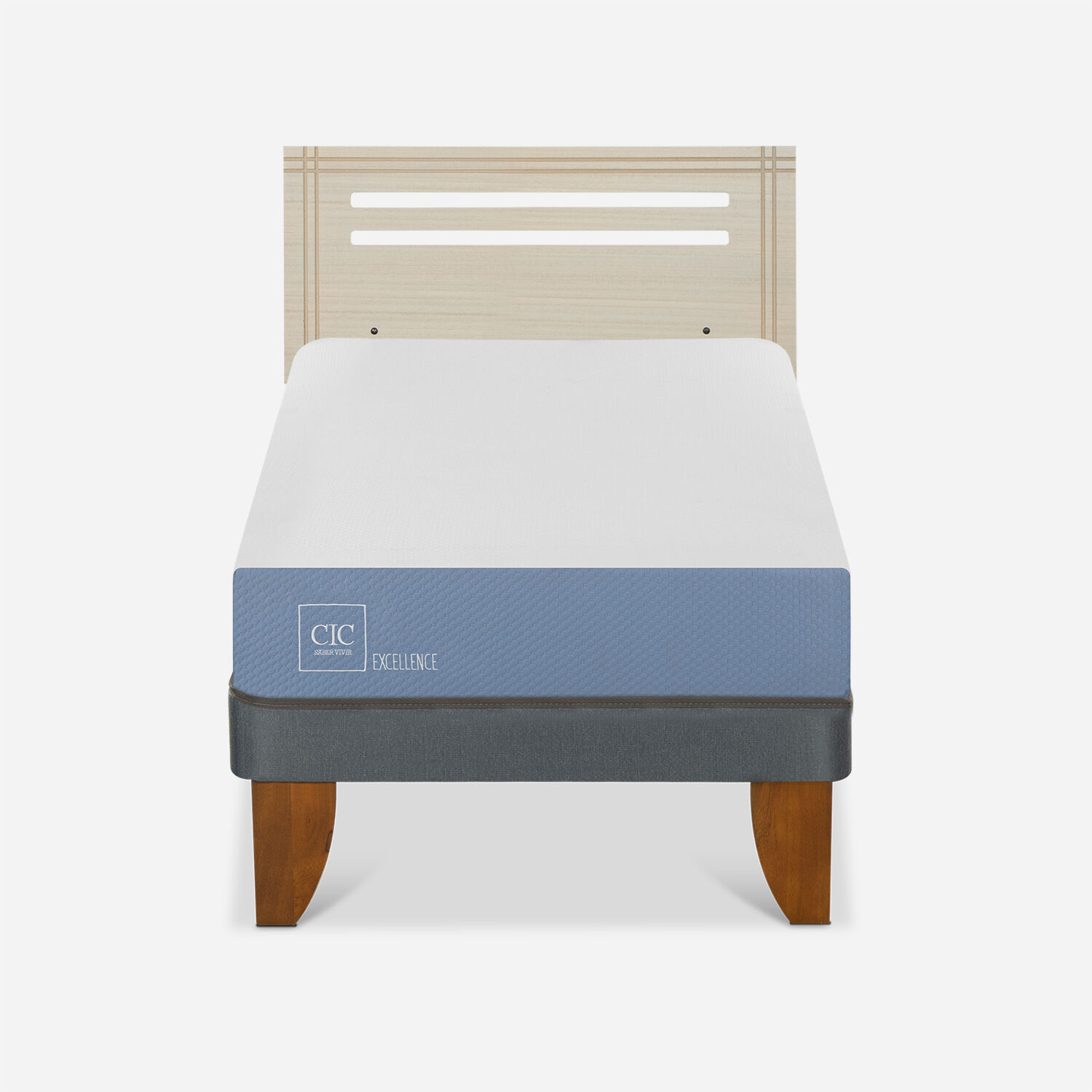 Cama Europea 1 Plaza Excellence + Respaldo M&uacute;nich Alpino