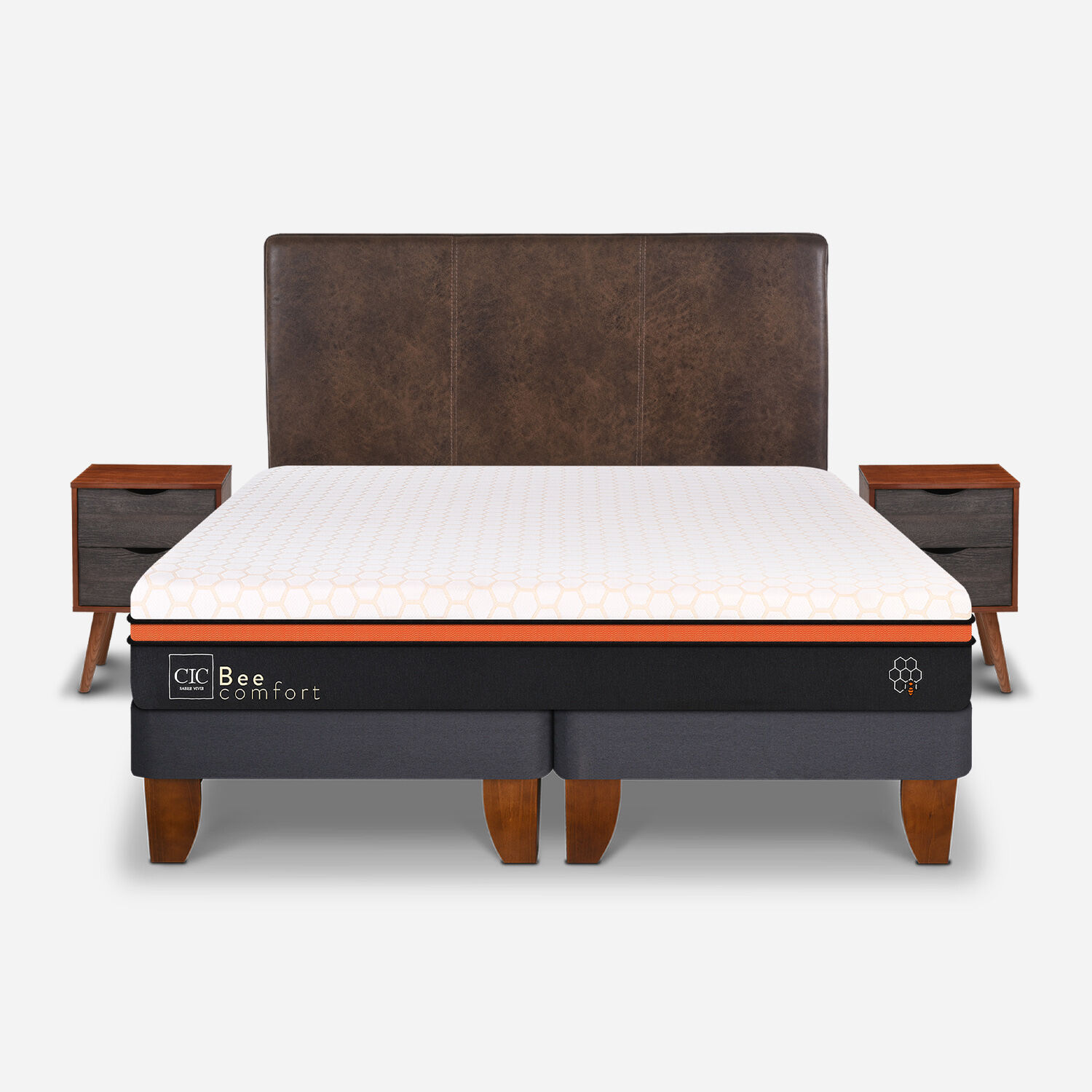 Cama Europea King Bee Comfort + Set Baker