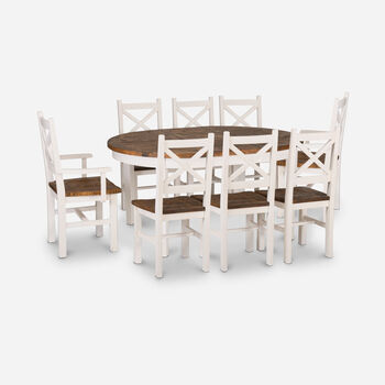 Comedor 6 Sillas 2 Sitiales Provenza Blanco / Mesa con Extensión