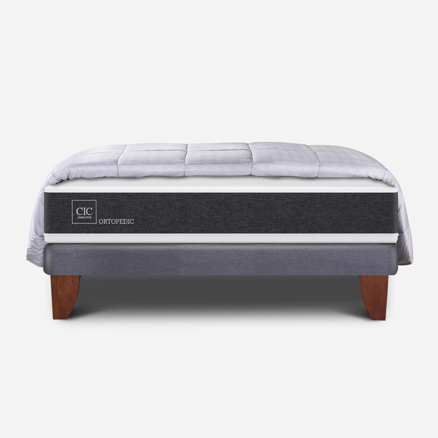 Cama Europea 2 Plazas Ortopedic Base Normal + Plum&oacute;n