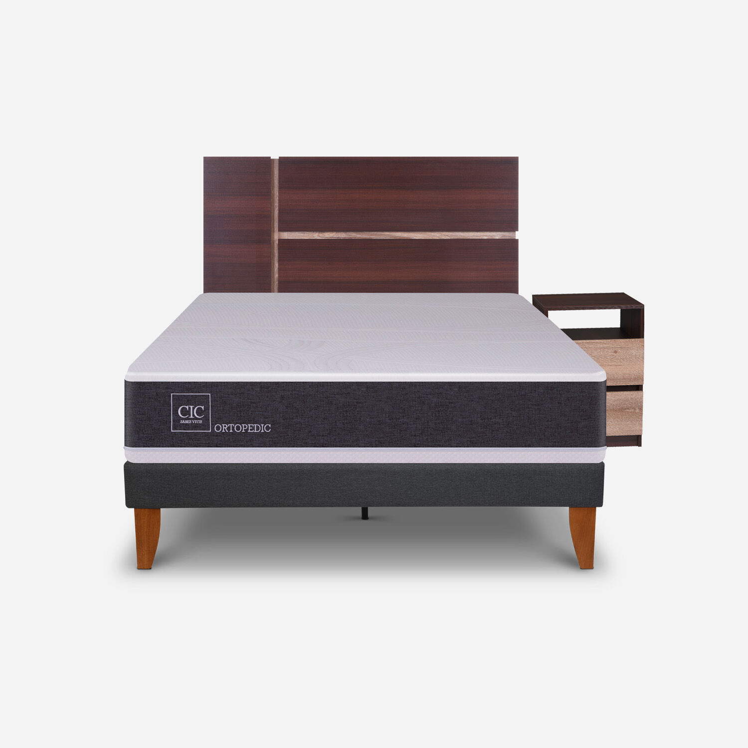 Cama Europea Curve 1,5 Plazas Ortopedic + Set Enio