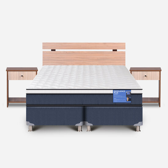 Cama Americana 2 Plazas Excellence Plus Base Dividida + Set Olmo