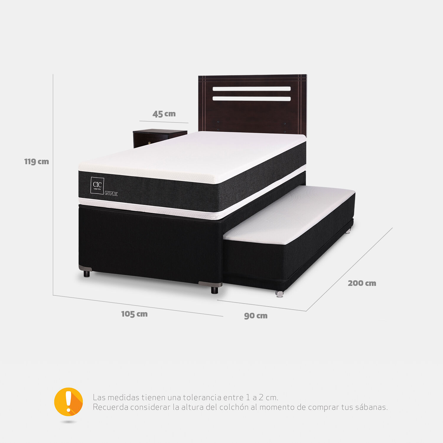 Cama Nido Div&aacute;n Ortopedic + Set M&uacute;nich Chocolate