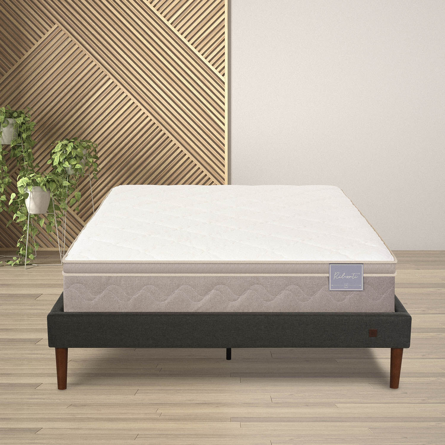 Cama Europea Curve 2 Plazas Rilassati + Set Torino Caramel