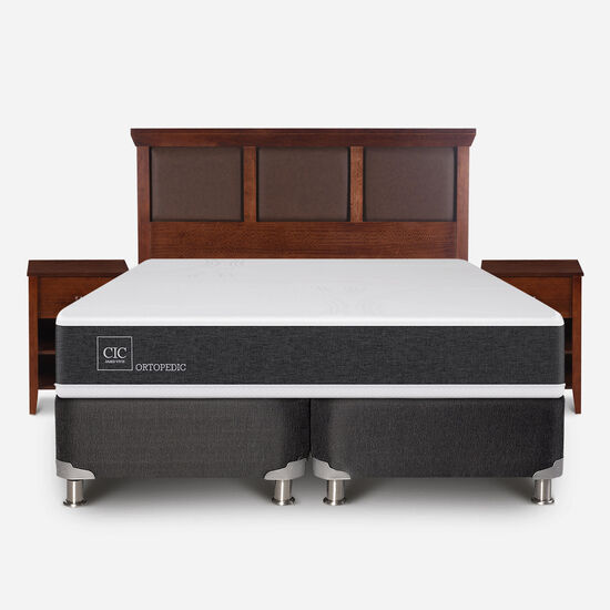 Box Spring King Ortopedic 5 Zonas + Respaldo Torino Caramel