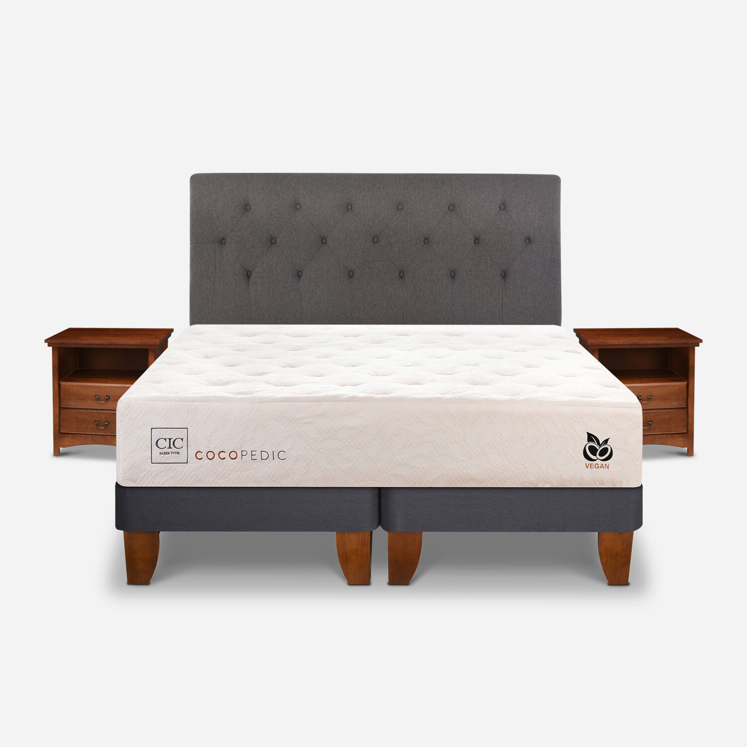 Cama Europea 2 Plazas Cocopedic Base Dividida + Set Kavery