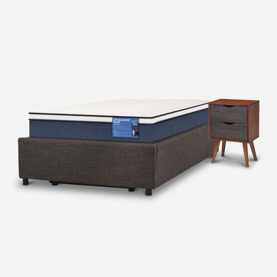 Cama Space Box 1.5 Plazas Excellence Plus + Velador Níger