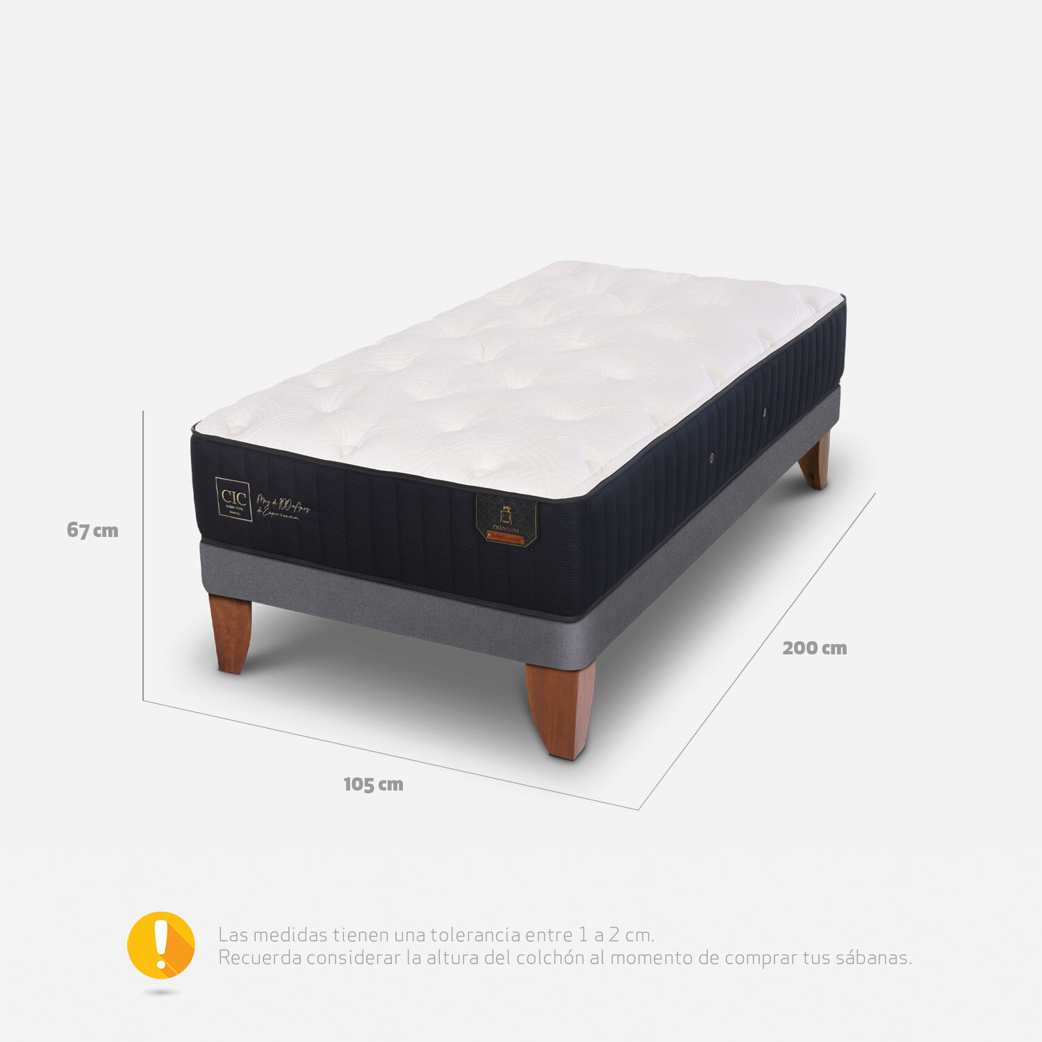Cama Europea 1,5 Plazas Premium