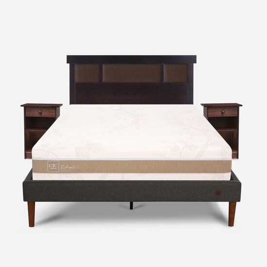 Cama Europea Curve 2 Plazas Rilassati Smart + Set New Dublín Choc