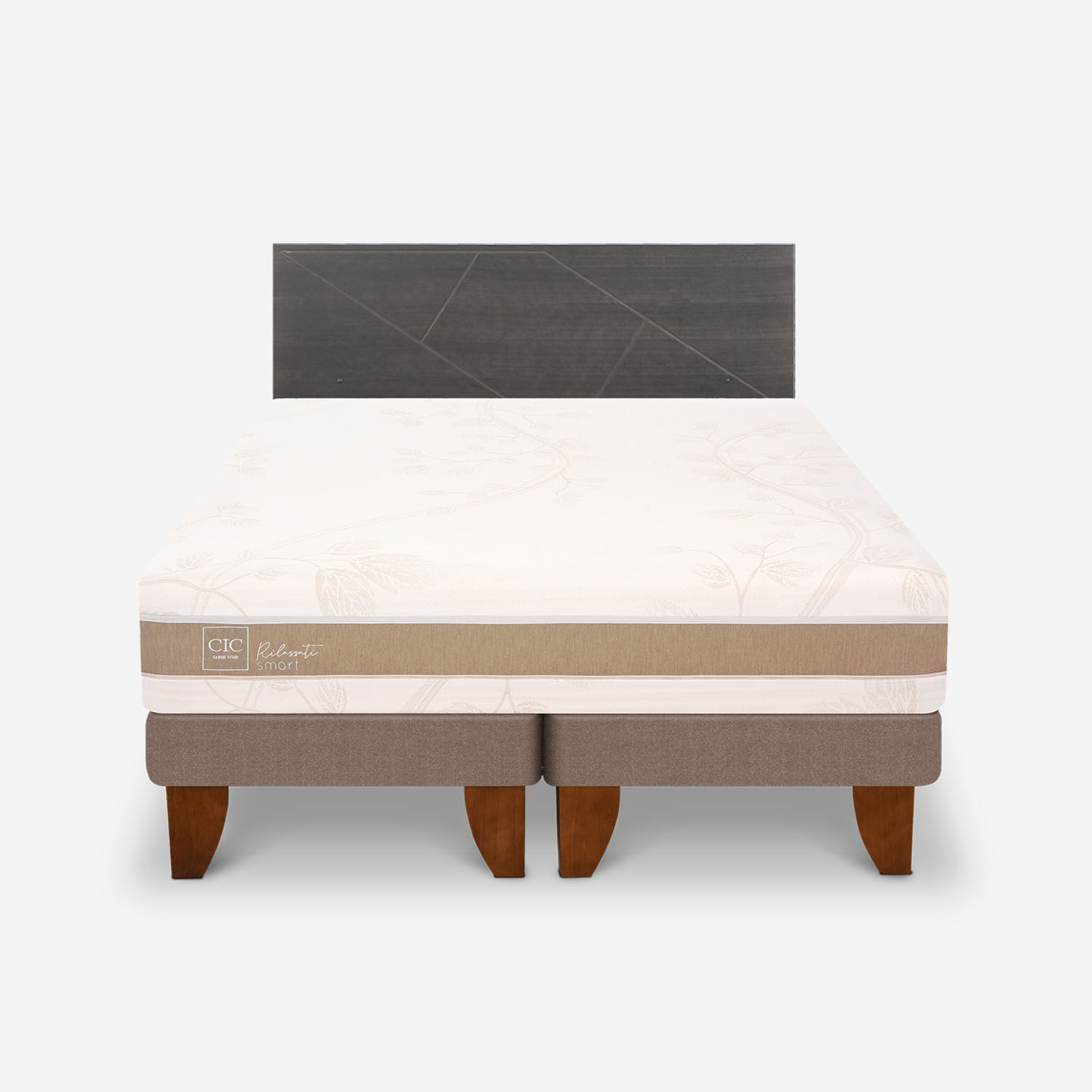 Cama Europea 2 Plazas Rilassati Infinity Base Dividida + Set Villarrica Gris
