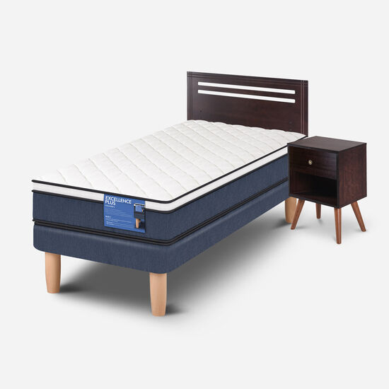 Cama Europea 1 Plaza Excellence Plus + Set Múnich