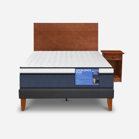 Cama Europea Curve 1.5 Plazas Excellence Plus + Set New Villarrica
